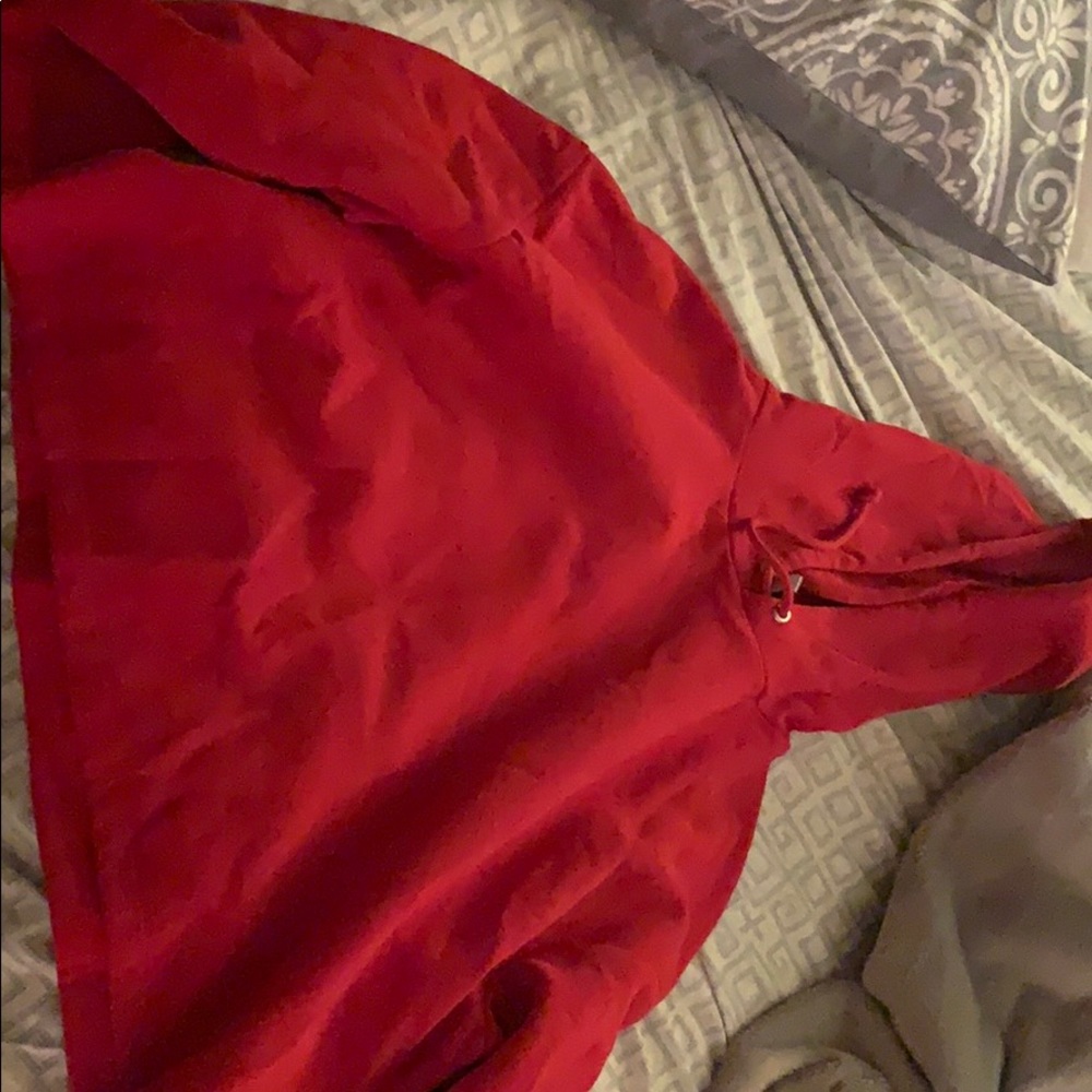 cropped red hoodie